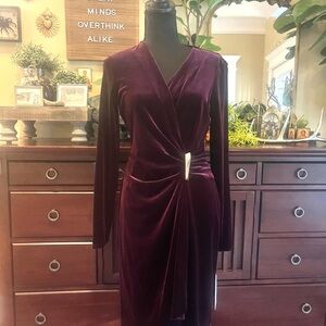 Calvin Klein Velvet Wrap Dress in Rich Purple Size 6